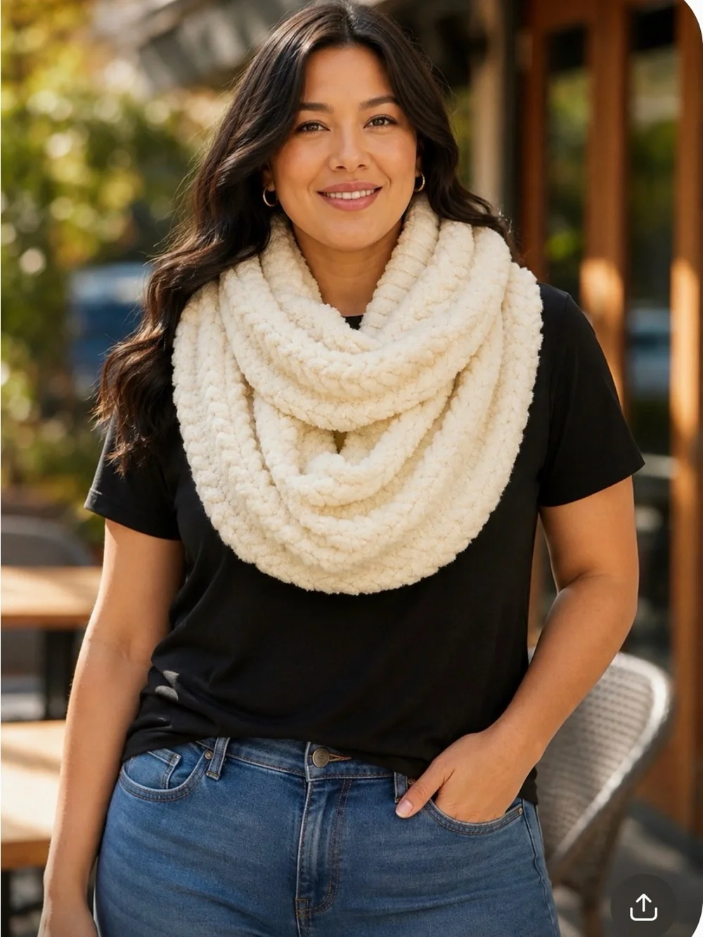 Barefoot Dreams Cream Cozy Sherpa Infinity Scarf